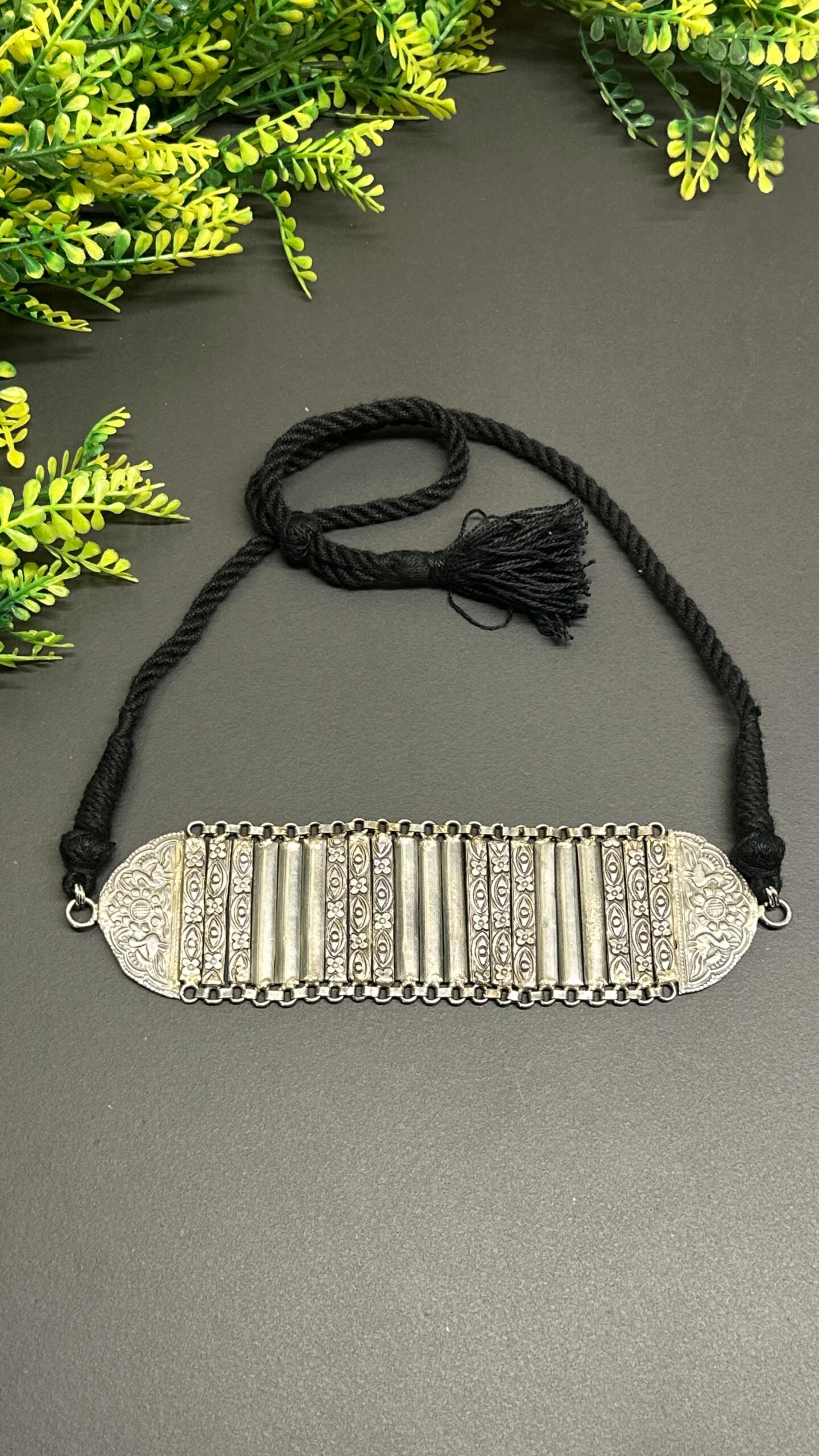 ✨Antique Oxidized Silver Geometric Panel Choker Necklace - Image 5