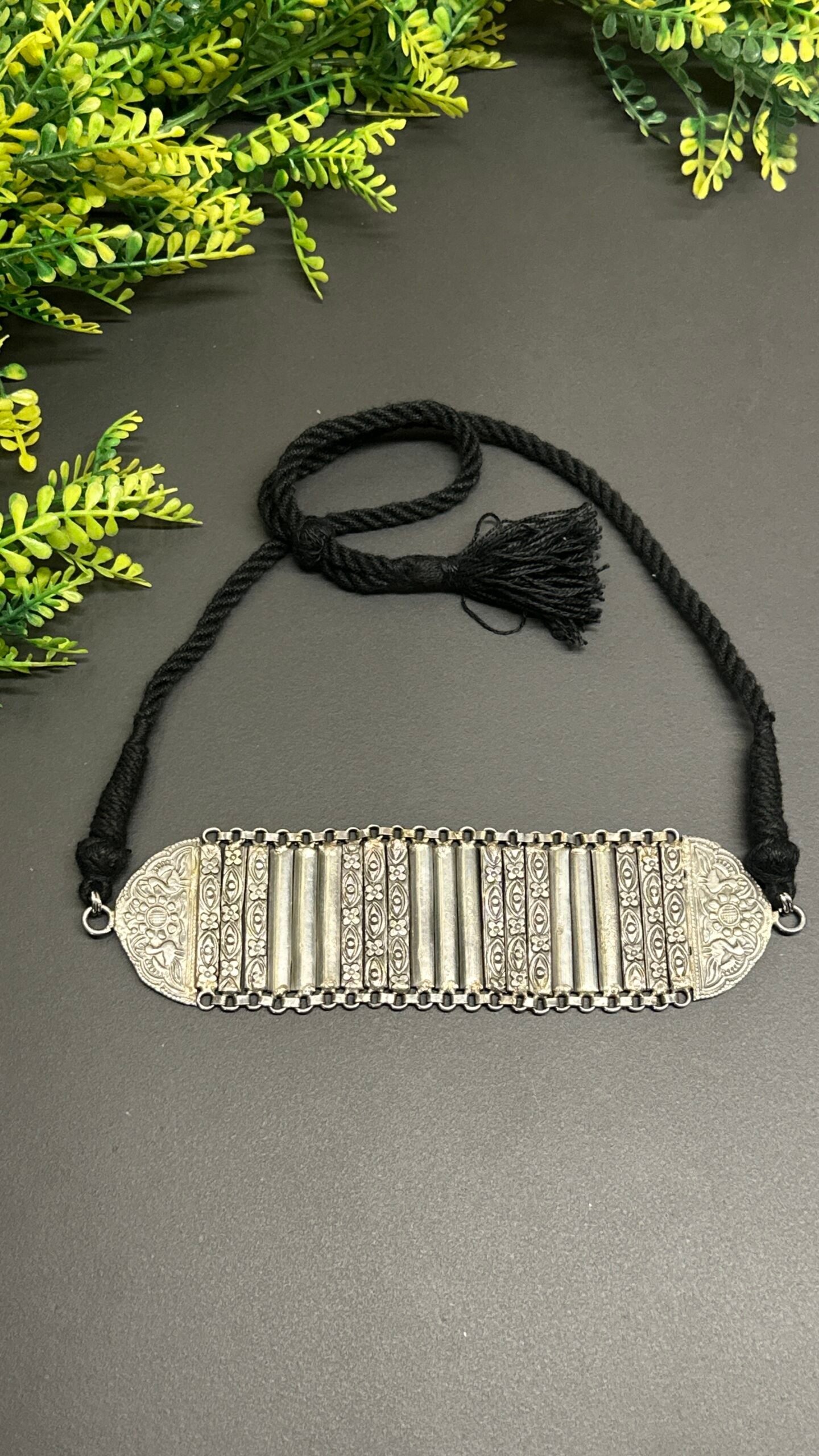 ✨Antique Oxidized Silver Geometric Panel Choker Necklace - Image 6